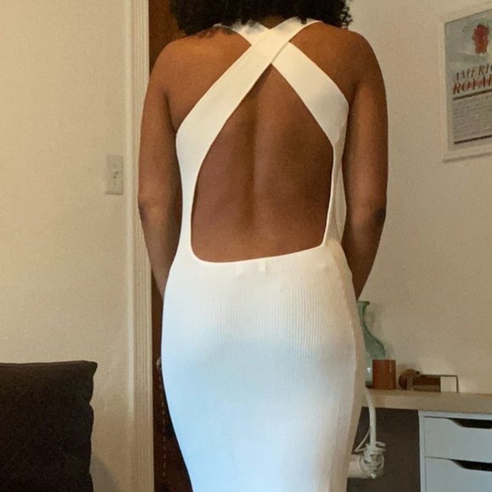 Sir the Label Marcelle Cross Open Back Knit Rib Dress in White size 0 - Picture 7 of 7